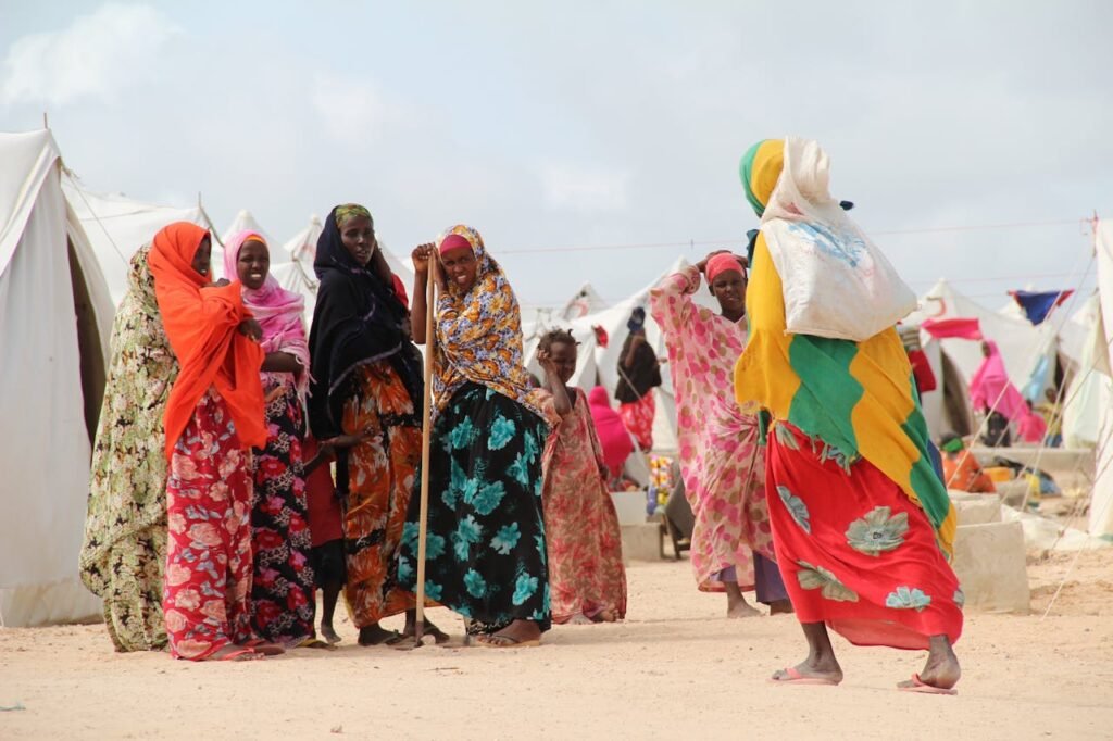 Women in a refugee camp