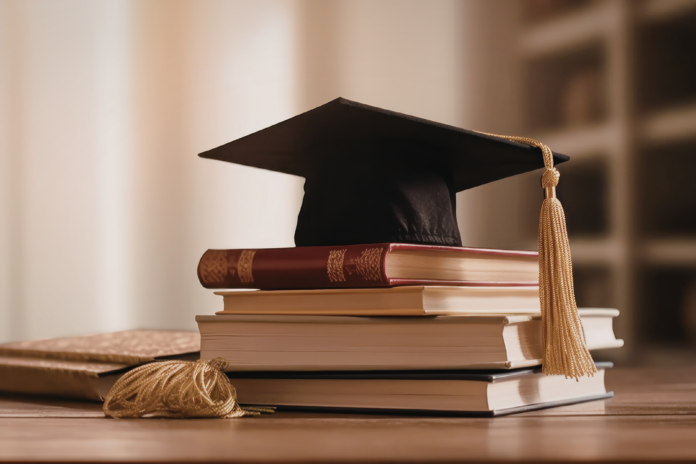 Scholarships books and graduation caps