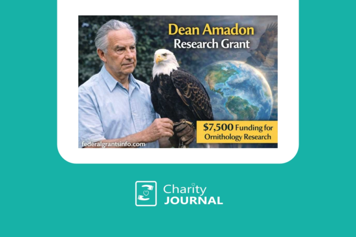 A man with a vulture to represent Dean Amadon Research Grant
