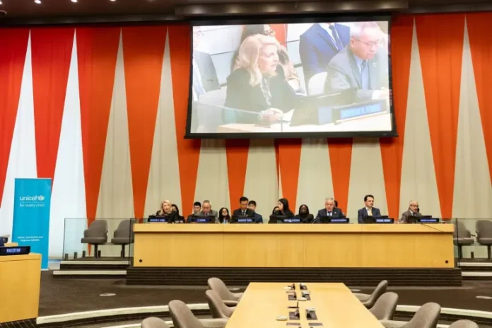 UNICEF Chief making a speech