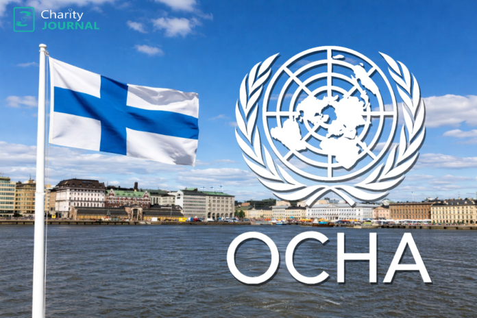 Finland's flag and OCHA logo