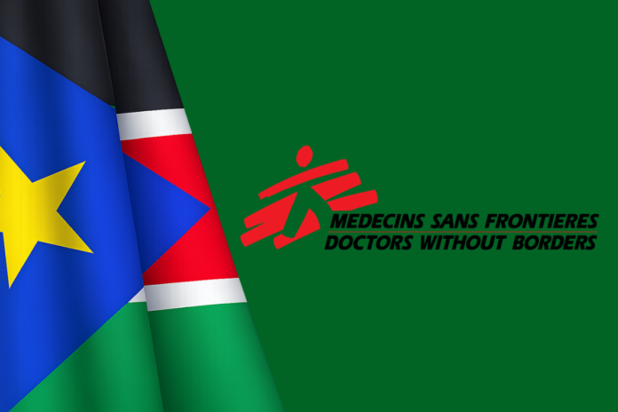 South Sudan flag and MSF's logo