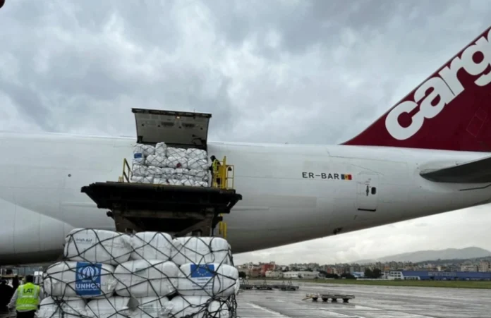 UNHCR airbridge flight carrying emergency relief items