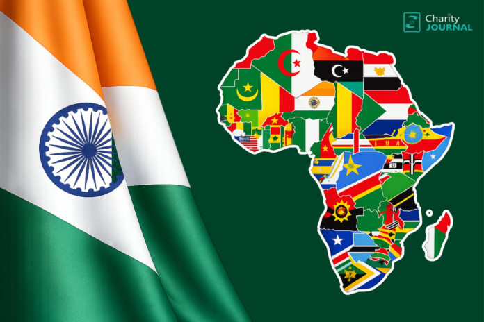 India's flag and Africa's map