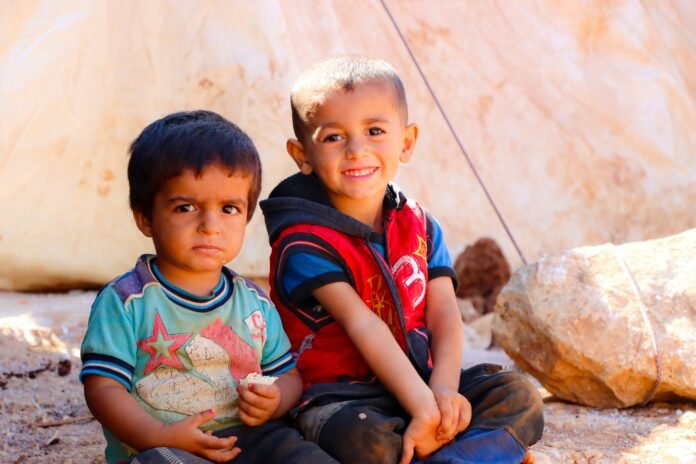 Children in tents